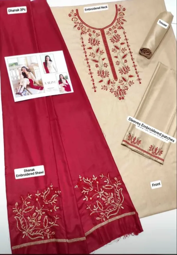 Asling Hit Volume Embroidered Dhanak 3Pc-01