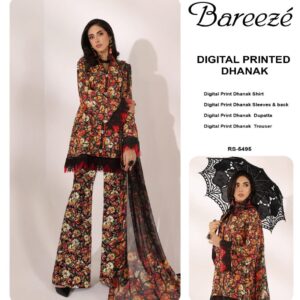 Bareeze 3PC Dhanak Digital Printed Bana Dora Style