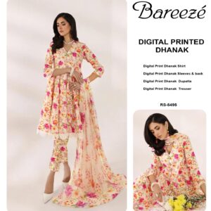 Bareeze 3PC Dhanak Digital Printed Bana Dora Style