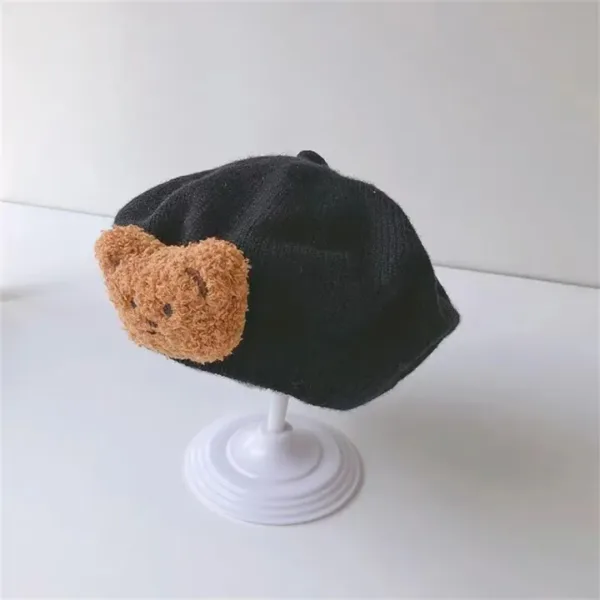 Black Flower Toddler Beret Hat