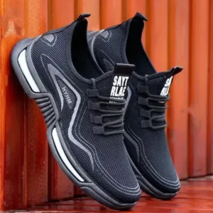 Black Men's Summer Breathable Mesh Casual Shoes