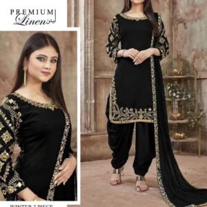 Chiffon Embroidery Suit with Mirror Work Dupatta (Unstitched)