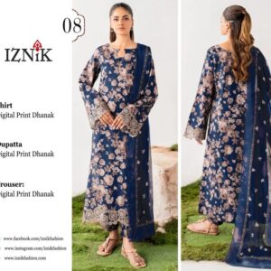 Iznik 3PC Dhanak Digital Printed Bana Dora Style-3