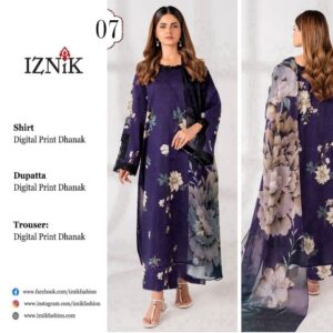 Iznik 3PC Dhanak Digital Printed Bana Dora Style-3