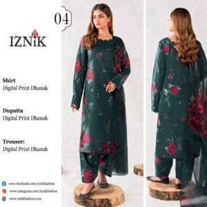 Iznik 3PC Dhanak Digital Printed Bana Dora Style-001