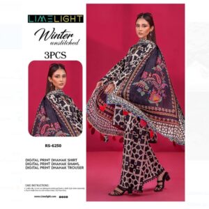 Lime Light Khaddar 3PC Glitter Printed Exclusive Collection-5