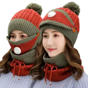 Maroon Dachi Winter Cap Set