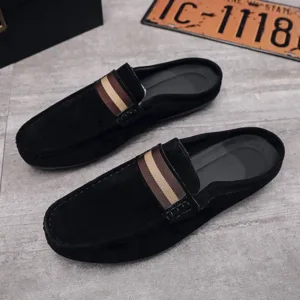 Men's Casual Leather Crocs Loafers Slip-ons Palm Slippers Sandals.