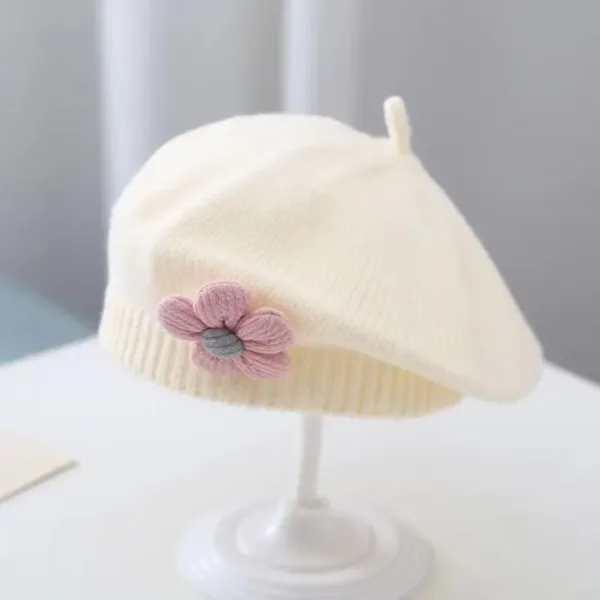 Ofwhite Flower Toddler Beret Hat