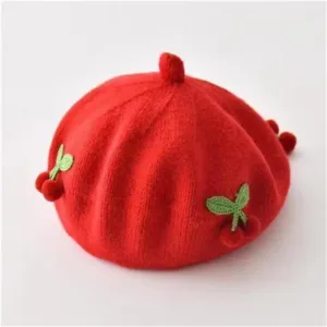 Red Flower Toddler Beret Hat