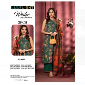 Lime Light Khaddar 3PC Glitter Printed Exclusive Collection-05