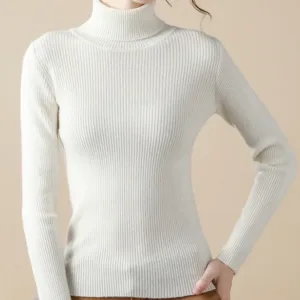 White ITOOLIN Women’s Turtleneck Sweater - Casual Soft Cashmere Pullovers for Winter