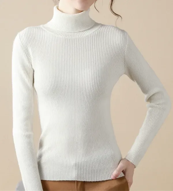 White ITOOLIN Women’s Turtleneck Sweater - Casual Soft Cashmere Pullovers for Winter