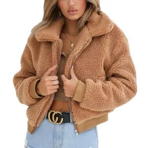 Women’s Thick Warm Bear Pocket Fleece Jacket Coat