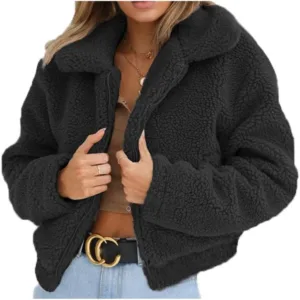 Women’s Thick Warm Bear Pocket Fleece Jacket Coat