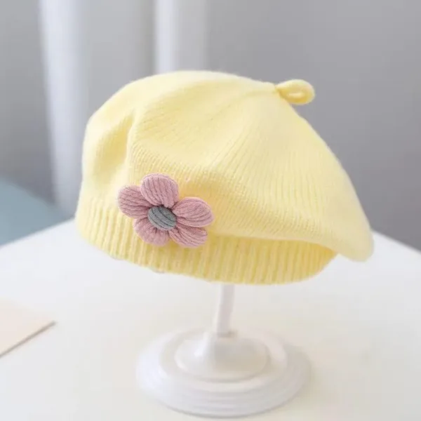 Yellow Flower Toddler Beret Hat