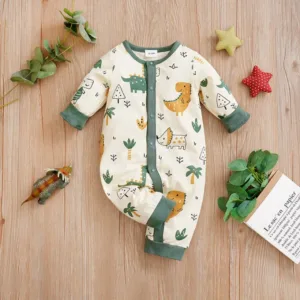 adorable dinosaur-themed baby jumpsuit