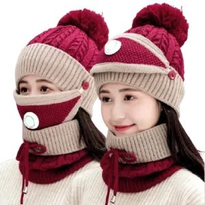 wine red Dachi Winter Cap Set