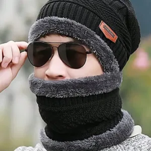 Beanie Cap & Wool Neck Warmer Set