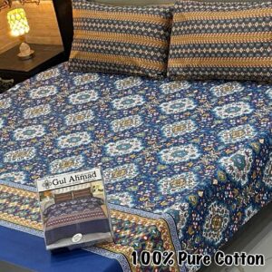 Gul Ahmad 3 Piece Pure Branded Cotton Bedsheet Set-021