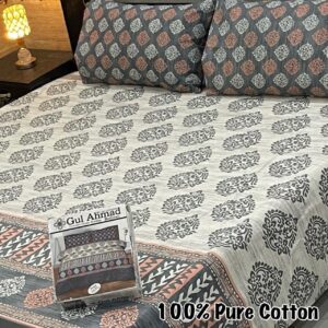 Gul Ahmad 3 Piece Pure Branded Cotton Bedsheet Set-021