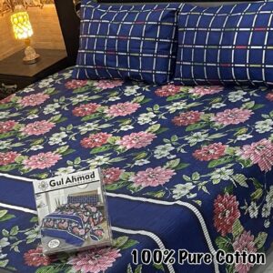 Gul Ahmad 3 Piece Pure Branded Cotton Bedsheet Set-021