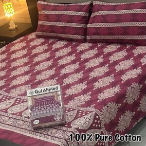 Gul Ahmad 3 Piece Pure Branded Cotton Bedsheet Set-021