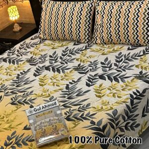 Gul Ahmad 3 Piece Pure Branded Cotton Bedsheet Set-023