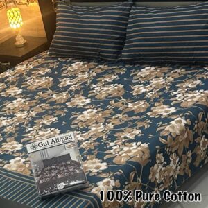 Gul Ahmad 3 Piece Pure Branded Cotton Bedsheet Set-011