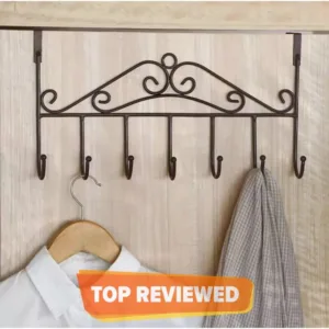 Over Door Hanger with 7 Hooks Metal Over the Door Towel Hook Organizer